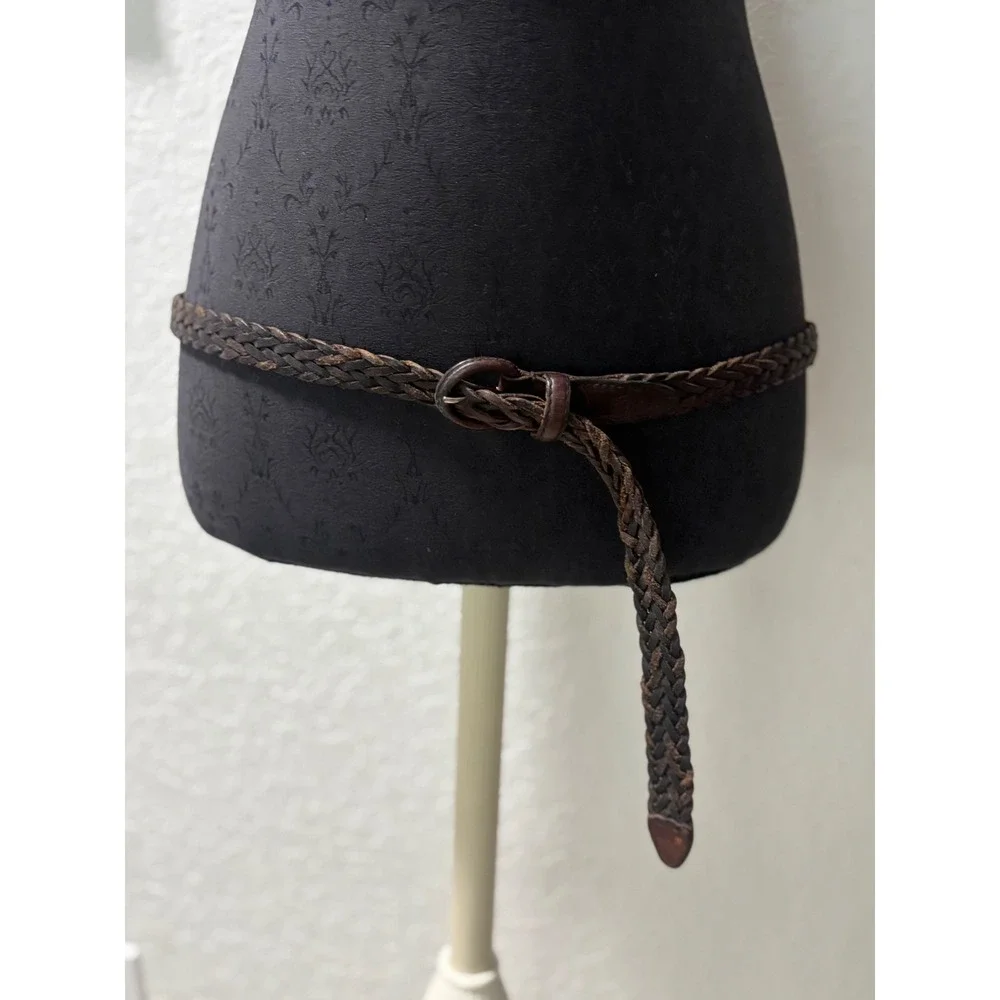 Dockers Mens Braided Leather Belt Dark Brown Woven 38 95 Vintage Style 1337